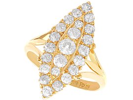 Edwardian 1.55ct Diamond and 18ct Yellow Gold Marquise Ring