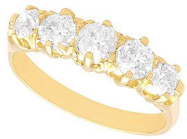 Edwardian 1.67ct Diamond Five Stone Ring in 18ct Yellow Gold