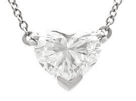 1.00ct Heart Cut Diamond and 18ct White Gold Solitaire Pendant