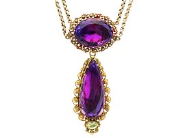 Large 24.68ct Amethyst Pendant Necklace in 18ct Yellow Gold