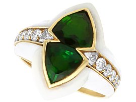 Enamel, Tourmaline and Diamond, 18ct Yellow Gold Ring