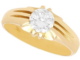 1.13ct Diamond and 18ct Yellow Gold Solitaire Ring - Antique Circa 1930