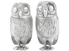 Sterling Silver Owl Pepperettes - Antique Edwardian