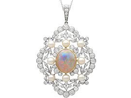 Antique 5.50ct Opal Pearl and Diamond Pendant 