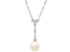 1920s Pearl and Diamond Pendant in Platinum