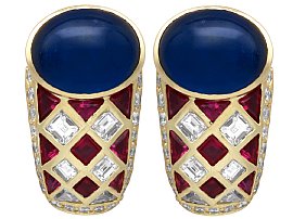 9.50ct Sapphire, Ruby and Diamond, 18ct Yellow Gold Earrings