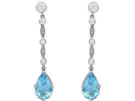 3.45ct Aquamarine and Diamond Drop Earrings in Platinum