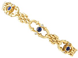 1.20ct Sapphire and 0.24ct Diamond, 18ct Yellow Gold Bracelet - Vintage (1989)