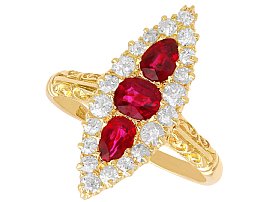 Victorian 1.30ct Ruby and 1.55ct Diamond, 18ct Yellow Gold Ring
