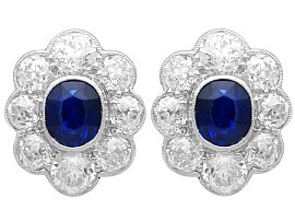 1.30ct Basaltic Sapphire and 2.10ct Diamond Cluster Earrings in 18ct White Gold