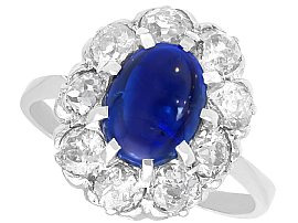 Sri Lankan 2.40ct Sapphire and 1.20ct Diamond, 14ct White Gold Cluster Ring
