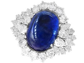 16ct Ceylon Sapphire and 4.95ct Diamond, Platinum Cluster Ring