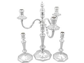 Sterling Silver Candelabrum and Candlesticks - Antique George VI (1938)