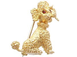 Vintage Garnet and 9ct Yellow Gold Poodle Brooch
