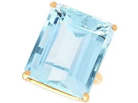 37.60ct Emerald Cut Aquamarine and 18ct Yellow Gold Ring