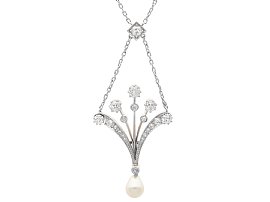 1930s Pearl and 1.18ct Diamond, 14ct Rose Gold Pendant
