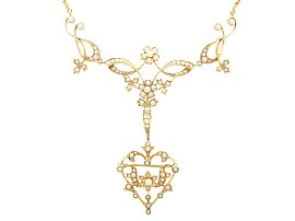 Victorian Seed Pearl and 15ct Yellow Gold Necklace / Brooch 
