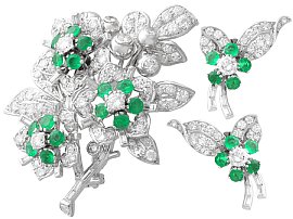 Vintage Garrard 1.85ct Emerald and 7.10ct Diamond, Platinum Jewellery Set