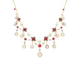 2.50ct Ruby and 4.70ct Diamond Necklace 18ct Yellow Gold