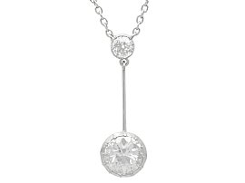 1.28ct Diamond and Platinum Drop Pendant - Antique Circa 1920