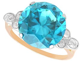 Antique 15.40ct Blue High Zircon and Diamond Ring in 9ct Yellow Gold