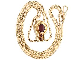 Antique 1.60ct Garnet and 14ct Yellow Gold Slide Chain Necklace