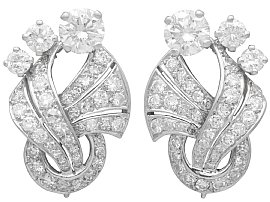 Vintage Art Deco 5.09ct Diamond and Platinum Earrings