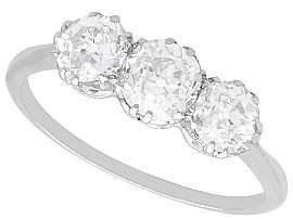 1920s 1.89ct Diamond and Platinum Three Stone Trilogy Engagement Ring