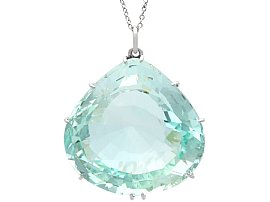 43.78ct Aquamarine and Platinum Pendant - Antique