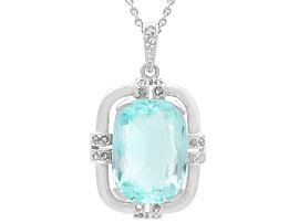 5.74ct Cushion Cut Aquamarine Diamond Pendant in Platinum