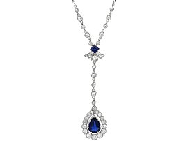 1.57ct Basaltic Blue Sapphire and 1.20ct Diamond Platinum Pendant Necklace