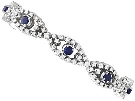 Vintage 2.30ct Blue Sapphire and 5.50ct Diamond 18ct White Gold Bracelet