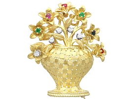 Antique Gemstone and Diamond, 18ct Yellow Gold Brooch