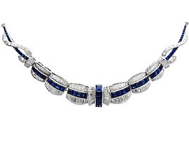 Art Deco 8.14ct Sapphire and 11.79ct Diamond Necklace in Platinum