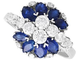 Vintage 2.50ct Sapphire and 0.70ct Diamond Floral Ring