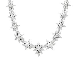 Vintage 38.35ct Diamond and 18ct White Gold Floral Necklace