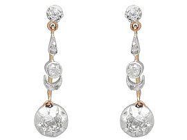 Victorian 0.84ct Diamond Drop Earrings in 18ct Yellow Gold