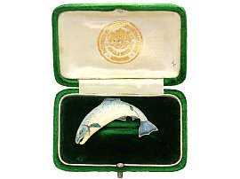 Enamel and 18ct Yellow Gold Salmon Brooch