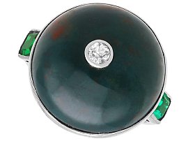 Bloodstone and 0.15ct Diamond, 14ct White Gold Ring - Antique Circa 1910