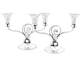 Vintage American Sterling Silver Two Light Candelabra - Arts and Crafts Style