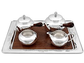 Japanese Sterling Silver Four Piece Tea Service and Tray