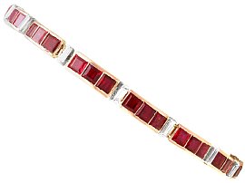 Vintage 11.43ct Ruby and 0.98ct Diamond Rose Gold Bracelet