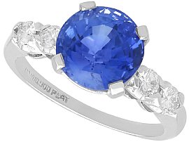 Vintage 3.20ct Sapphire and Diamond Ring in Platinum