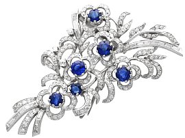 2.48ct Sapphire and 2.80ct Diamond Spray Brooch in Platinum