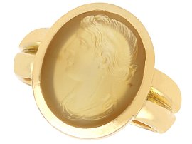 Georgian Hardstone and 18ct Yellow Gold Intaglio Ring