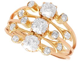 Victorian 1.40ct Diamond and 18ct Yellow Gold Dress Ring