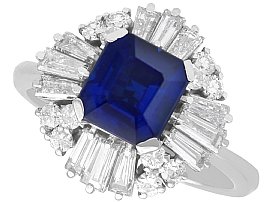 Vintage 1.94ct Basaltic Sapphire and 1.07ct Diamond Ballerina Ring