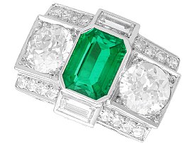 1.72ct Octagonal Emerald and 3.51ct Diamond, Platinum Cocktail Ring