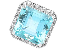 Vinatage 31.50ct Aquamarine and Diamond, 18ct White Gold Cocktail Ring