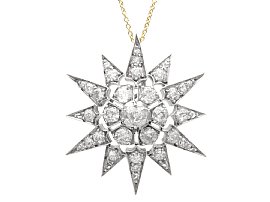Victorian 2.81ct Diamond and Silver Set Star Brooch Pendant